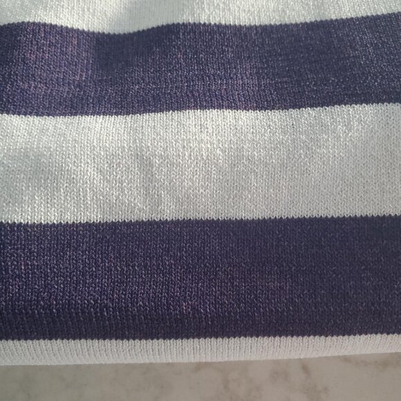 Evelyn & Arthur New Navy & White Wide Striped Stretch Knit Top   Large - Picture 7 of 9